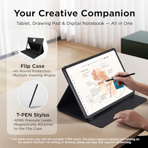 TCL NXTPAPER 14 Android Tablet  14 3 Paper Like Display Drawing Pad & Digital Notebook with 4096 Level Stylus & Flip Case  8 8GB RAM  256GB Storage  10000mAh Battery  Multi Window  Gray