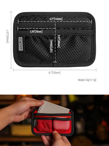 TCM3 Mini EDC Organizer Board  Backpack Accessories with Open Pocket & Mesh Pocket  Utility Admin Bag Insert Panel Hook and Loop Modular Organizer for Daily Carry Red
