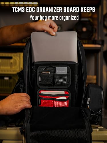TCM3 Mini EDC Organizer Board  Backpack Accessories with Open Pocket & Mesh Pocket  Utility Admin Bag Insert Panel Hook and Loop Modular Organizer for Daily Carry Red