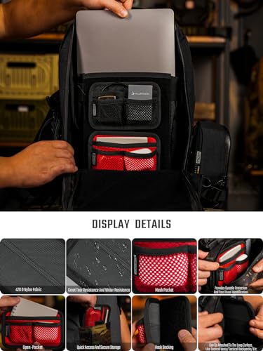 TCM3 Mini EDC Organizer Board  Backpack Accessories with Open Pocket & Mesh Pocket  Utility Admin Bag Insert Panel Hook and Loop Modular Organizer for Daily Carry Red
