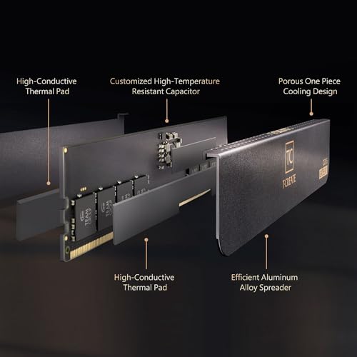 TEAMGROUP T Create Expert CL30 Overclocking 10L DDR5 32GB Kit 2 x 16GB 6000MHz PC5 48000 Intel XMP 3 0 & AMD Expo Compatible Desktop Memory Module Ram Black CTCED532G6000HC30DC01