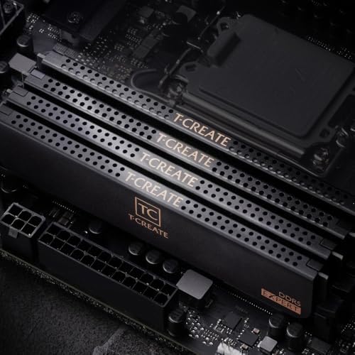 TEAMGROUP T Create Expert Overclocking 10L DDR5 96GB Kit  2 x 48GB  6400MHz  PC5 51200  CL32 M DIE Desktop Memory Module Ram Black   CTCED596G6400HC32ADC01