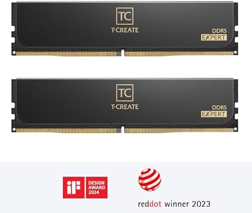 TEAMGROUP T Create Expert Overclocking 10L DDR5 96GB Kit  2 x 48GB  6400MHz  PC5 51200  CL32 M DIE Desktop Memory Module Ram Black   CTCED596G6400HC32ADC01