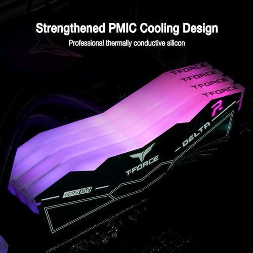 TEAMGROUP T Force Delta RGB DDR5 Ram 32GB  2x16GB  6000MHz PC5 48000 CL38 Intel XMP 3 0 & AMD Expo Compatible Desktop Memory Module Ram Black FF3D532G6000HC38ADC01