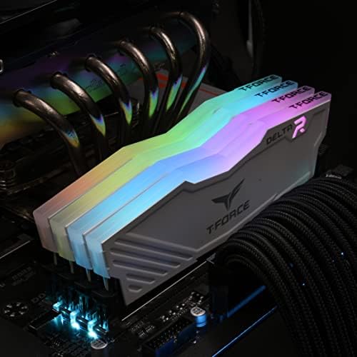 TEAMGROUP T-Force Delta RGB DDR4 16 GB (2 x 8 GB) 3600 MHz (PC4-28800) CL18 Módulo de memoria RAM de escritorio para juegos TF4D416G3600HC18JDC01 - Blanco
