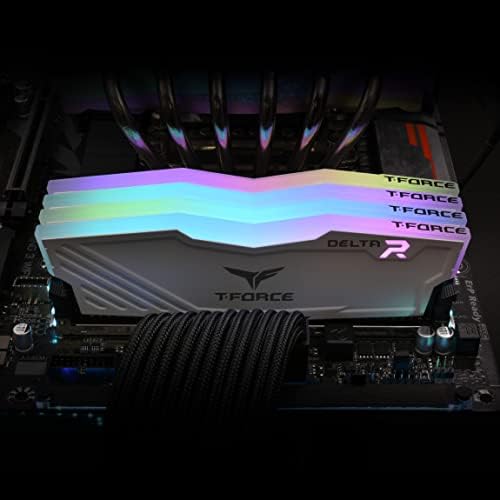 TEAMGROUP T-Force Delta RGB DDR4 16 GB (2 x 8 GB) 3600 MHz (PC4-28800) CL18 Módulo de memoria RAM de escritorio para juegos TF4D416G3600HC18JDC01 - Blanco