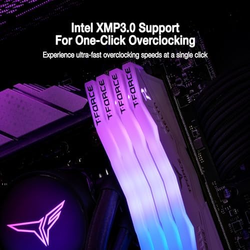 TEAMGROUP T Force Delta RGB DDR5 Ram 32GB  2x16GB  6000MHz PC5 48000 CL30 Intel XMP 3 0 & AMD Expo Compatible Desktop Memory Module Ram White FF4D532G6000HC30DC01