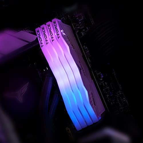 TEAMGROUP T Force Delta RGB DDR5 Ram 32GB  2x16GB  6000MHz PC5 48000 CL30 Intel XMP 3 0 & AMD Expo Compatible Desktop Memory Module Ram White FF4D532G6000HC30DC01