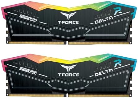 TEAMGROUP T Force Delta RGB DDR5 Ram 32GB  2x16GB  6000MHz PC5 48000 CL30 Intel XMP 3 0 & AMD Expo Compatible Desktop Memory Module Ram White FF4D532G6000HC30DC01
