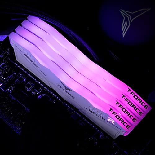 TEAMGROUP T Force Delta RGB DDR5 Ram 32GB  2x16GB  6000MHz PC5 48000 CL30 Intel XMP 3 0 & AMD Expo Compatible Desktop Memory Module Ram White FF4D532G6000HC30DC01