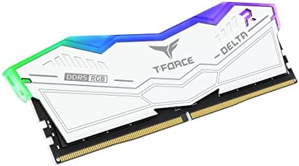 TEAMGROUP T Force Delta RGB DDR5 Ram 32GB  2x16GB  6000MHz PC5 48000 CL30 Intel XMP 3 0 & AMD Expo Compatible Desktop Memory Module Ram White FF4D532G6000HC30DC01