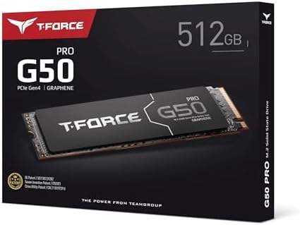 TEAMGROUP T Force G50 512GB SLC Caching 3D TLC NAND NVMe InnoGrit PCIe Gen4x4 M 2 2280 Gaming SSD with Ultra Thin Graphene Heat Spreader Works with PS5 Read/Write 5000/2500 MB/s TM8FFE512G0C129