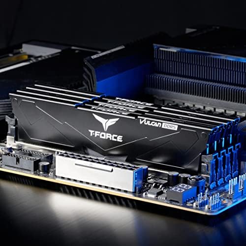 TEAMGROUP T Force Vulcan DDR5 32GB  2x16GB  6000MHz  PC5 48000  CL38 Desktop Memory Module Ram  Black  for Chipset 600 700 Series XMP 3 0 Ready   FLBD532G6000HC38ADC01