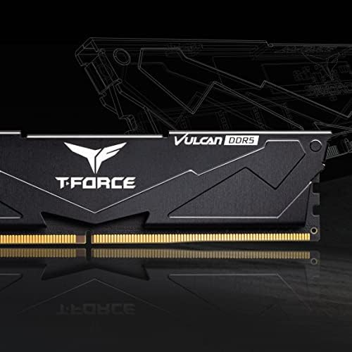 TEAMGROUP T Force Vulcan DDR5 32GB  2x16GB  6000MHz  PC5 48000  CL38 Desktop Memory Module Ram  Black  for Chipset 600 700 Series XMP 3 0 Ready   FLBD532G6000HC38ADC01