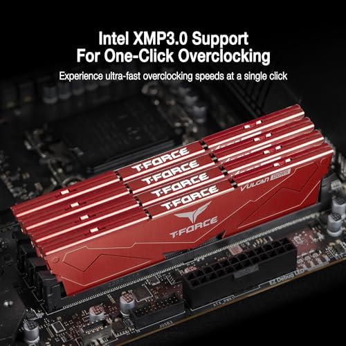 TEAMGROUP T Force Vulcan DDR5 32GB  2x16GB  6000MHz  PC5 48000  CL38 Desktop Memory Module Ram  Black  for Chipset 600 700 Series XMP 3 0 Ready   FLBD532G6000HC38ADC01