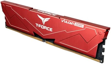 TEAMGROUP T Force Vulcan DDR5 32GB  2x16GB  6000MHz  PC5 48000  CL38 Desktop Memory Module Ram  Black  for Chipset 600 700 Series XMP 3 0 Ready   FLBD532G6000HC38ADC01