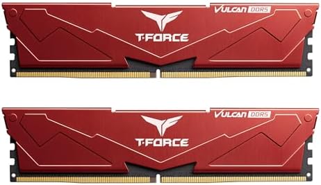 TEAMGROUP T Force Vulcan DDR5 32GB  2x16GB  6000MHz  PC5 48000  CL38 Desktop Memory Module Ram  Black  for Chipset 600 700 Series XMP 3 0 Ready   FLBD532G6000HC38ADC01