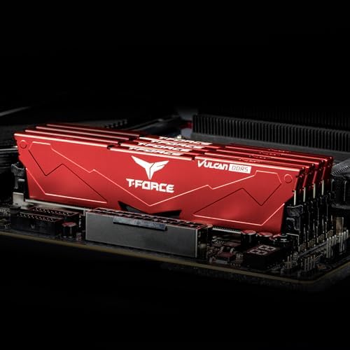 TEAMGROUP T Force Vulcan DDR5 32GB  2x16GB  6000MHz  PC5 48000  CL38 Desktop Memory Module Ram  Black  for Chipset 600 700 Series XMP 3 0 Ready   FLBD532G6000HC38ADC01