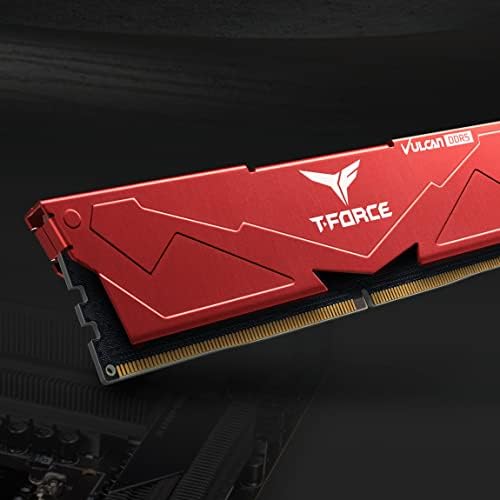 TEAMGROUP T Force Vulcan DDR5 32GB  2x16GB  6000MHz  PC5 48000  CL38 Desktop Memory Module Ram  Black  for Chipset 600 700 Series XMP 3 0 Ready   FLBD532G6000HC38ADC01