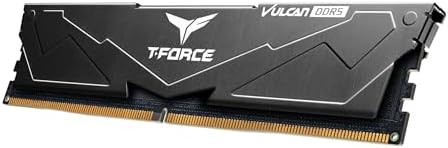 TEAMGROUP T Force Vulcan DDR5 32GB  2x16GB  6000MHz  PC5 48000  CL38 Desktop Memory Module Ram  Black  for Chipset 600 700 Series XMP 3 0 Ready   FLBD532G6000HC38ADC01