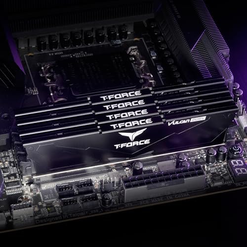 TEAMGROUP T Force Vulcan DDR5 32GB  2x16GB  6000MHz  PC5 48000  CL38 Desktop Memory Module Ram  Black  for Chipset 600 700 Series XMP 3 0 Ready   FLBD532G6000HC38ADC01