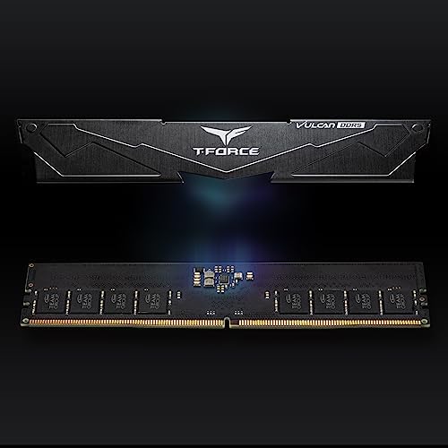 TEAMGROUP T Force Vulcan DDR5 32GB  2x16GB  6000MHz  PC5 48000  CL30 Intel XMP 3 0 & AMD Expo Compatible Desktop Memory Ram Black FLBD532G6000HC30DC01