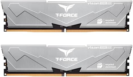 TEAMGROUP T Force Vulcan DDR5 32GB  2x16GB  6000MHz  PC5 48000  CL38 Desktop Memory Module Ram  Black  for Chipset 600 700 Series XMP 3 0 Ready   FLBD532G6000HC38ADC01