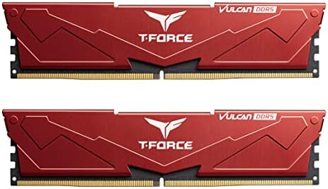 TEAMGROUP T Force Vulcan DDR5 32GB  2x16GB  6000MHz  PC5 48000  CL38 Desktop Memory Module Ram  Black  for Chipset 600 700 Series XMP 3 0 Ready   FLBD532G6000HC38ADC01