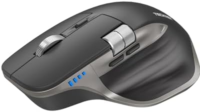 TECKNET Wireless Mouse  Bluetooth Mouse  BT5 3/5 0 & 2 4G  Rechargeable Ergonomic Optical Mouse with 6 Adjustable DPI  Side Scroll  Quiet Clicks  USB A Receiver  7 Buttons  Wide Compatibility   Black