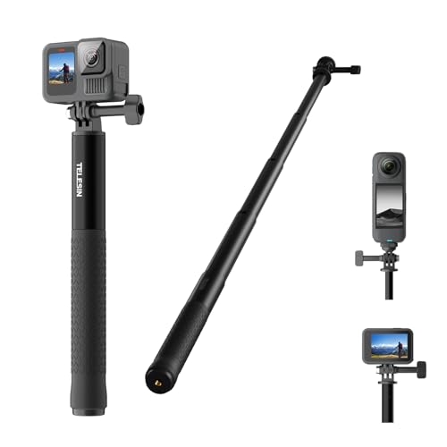 TELESIN 47 Extension Selfie Stick  Portable Handheld Invisible Monopod Pole for GoPro Hero 13 12 11 10 Insta360 X5 X4/DJI Osmo 360/Action 5 4 Pocket/AKASO Vlog Selfie Stick  Action Camera Accessories