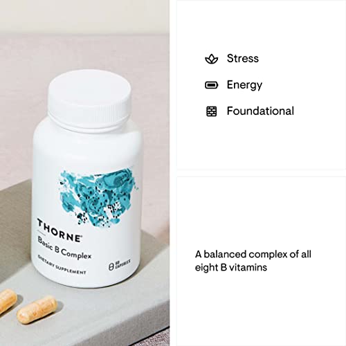 THORNE   Basic B Complex   Tissue Ready Vitamin B Complex Supplement with Choline   Supports Cellular Energy Production  Brain Health  Red Blood Cell Formation    Gluten Free  Dairy Free   60 Capsules