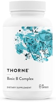 THORNE   Basic B Complex   Tissue Ready Vitamin B Complex Supplement with Choline   Supports Cellular Energy Production  Brain Health & Red Blood Cell Formation    Gluten Free   60 Servings