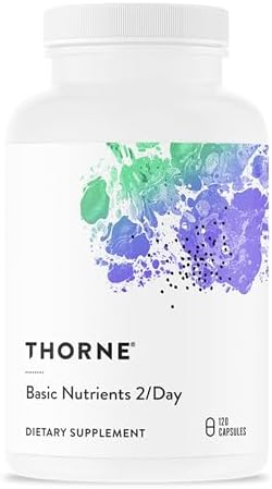 THORNE   Basic Nutrients 2/Day   Comprehensive Daily Multivitamin with Optimal Bioavailability   Vitamin and Mineral Formula   Gluten  Dairy & Soy Free   120 Capsules   60 Servings