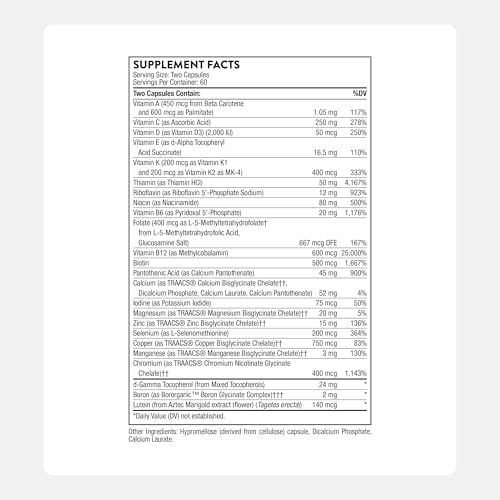 THORNE   Basic Nutrients 2/Day   Comprehensive Daily Multivitamin with Optimal Bioavailability   Vitamin and Mineral Formula   Gluten  Dairy & Soy Free   120 Capsules   60 Servings