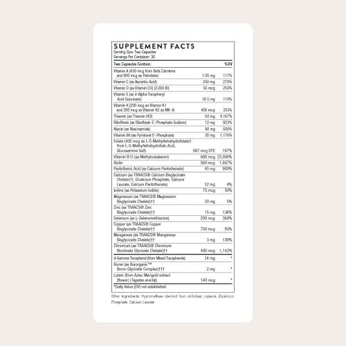 THORNE   Basic Nutrients 2/Day   Comprehensive Daily Multivitamin with Optimal Bioavailability   Vitamin and Mineral Formula   Gluten  Dairy & Soy Free   120 Capsules   60 Servings