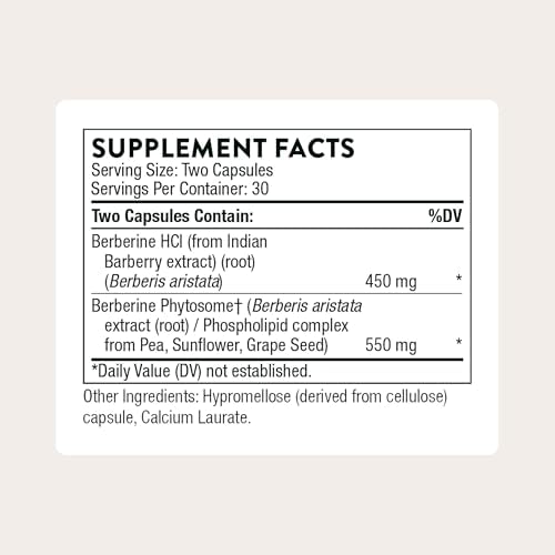 THORNE - Berberina - Fórmula de Doble Acción con Extracto Botánico Phytosome Plus - Apoyo para la Salud del Corazón, Sistema Inmunológico, GI Saludable y Colesterol* - Sin Gluten - 30 Porciones