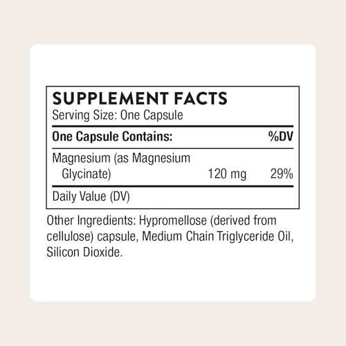 THORNE   Magnesium Glycinate   Supports Restful Sleep  Muscle Relaxation  Heart Health & Metabolism    Chelated Magnesium Capsules   Third Party Certified   Gluten  Dairy & Soy Free   90 Servings