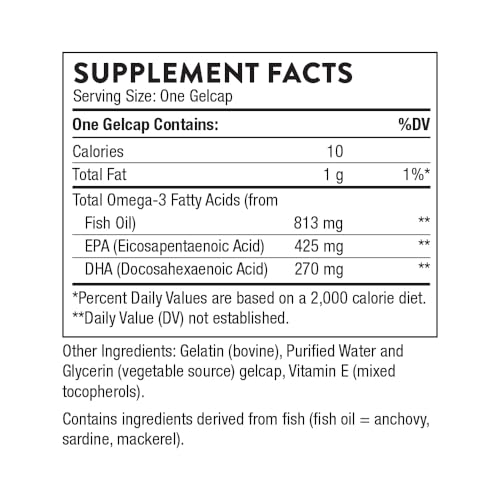 THORNE   Super EPA   Omega 3 Fatty Acids EPA 425mg & DHA 270mg Supplement   Support Brain  Cardiovascular  Joints & Skin    Gluten  Dairy & Soy Free   90 Gelcaps