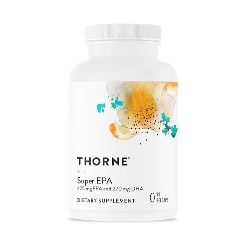 THORNE   Super EPA   Omega 3 Fatty Acids EPA 425mg & DHA 270mg Supplement   Support Brain  Cardiovascular  Joints & Skin    Gluten  Dairy & Soy Free   90 Gelcaps