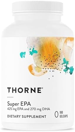 THORNE   Super EPA   Omega 3 Fatty Acids EPA 425mg & DHA 270mg Supplement   Support Brain  Cardiovascular  Joints & Skin    Gluten  Dairy & Soy Free   180 Gelcaps