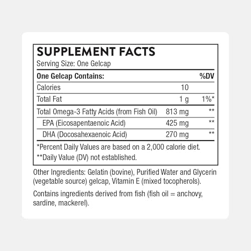 THORNE   Super EPA   Omega 3 Fatty Acids EPA 425mg & DHA 270mg Supplement   Support Brain  Cardiovascular  Joints & Skin    Gluten  Dairy & Soy Free   180 Gelcaps