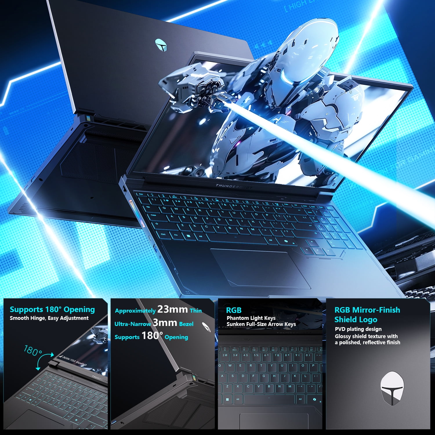 THUNDEROBOT Radiant 16S 16" QHD  Gaming Laptop  Ryzen 9 9850HX  RTX 5070  300Hz  16GB DDR5  1TB SSD  RGB Keyboard  Win 11 Home