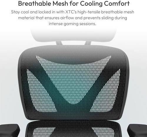 THUNDERX3 XTC Ergonomic Office Chair  for Adults Gaming Chair  High Back Desk Chair  Synchronous Tilt  Self Adjusting Lumbar Support and Backrest  Adjustable Headrest  Breathable Mesh  Black
