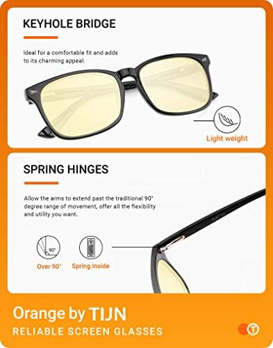 TIJN Gaming Glasses Blue Light Blocking Glasses for Women Men Nerd Eyeglasses Screen Fatigue Anti UV Glare  Black