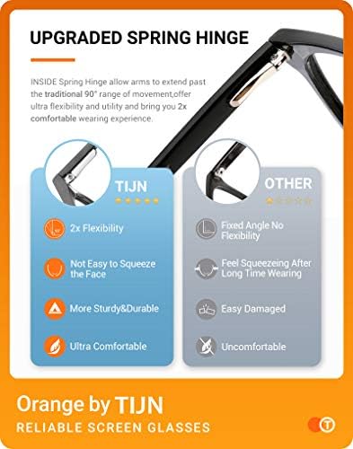 TIJN Gaming Glasses Blue Light Blocking Glasses for Women Men Nerd Eyeglasses Screen Fatigue Anti UV Glare  Black