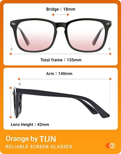 TIJN Gaming Glasses Blue Light Blocking Glasses for Women Men Nerd Eyeglasses Screen Fatigue Anti UV Glare  Black