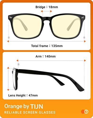 TIJN Gaming Glasses Blue Light Blocking Glasses for Women Men Nerd Eyeglasses Screen Fatigue Anti UV Glare  Black