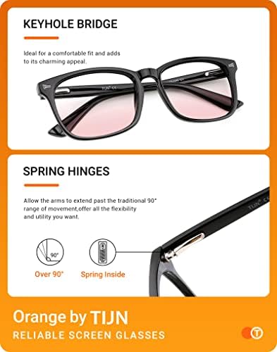 TIJN Gaming Glasses Blue Light Blocking Glasses for Women Men Nerd Eyeglasses Screen Fatigue Anti UV Glare  Black