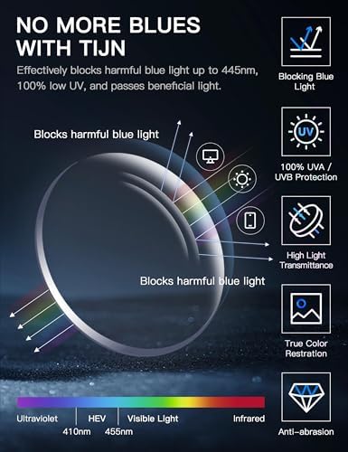 TIJN Gaming Glasses Blue Light Blocking Glasses for Women Men Nerd Eyeglasses Screen Fatigue Anti UV Glare  Black
