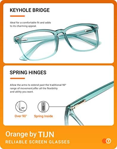 TIJN Gaming Glasses Blue Light Blocking Glasses for Women Men Nerd Eyeglasses Screen Fatigue Anti UV Glare  Black